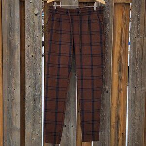ATTRACTIVE ICHI Plaid Trousers Women Size Large IHKATE TARTAN Boho Work Office